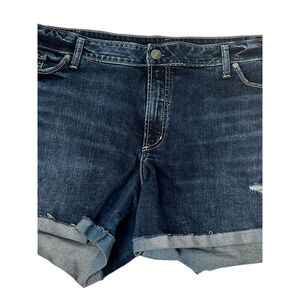 Silver Jeans Co Womens Suki Shorts High Rise Curvy Cuffed Dark Wash Size 24/L5